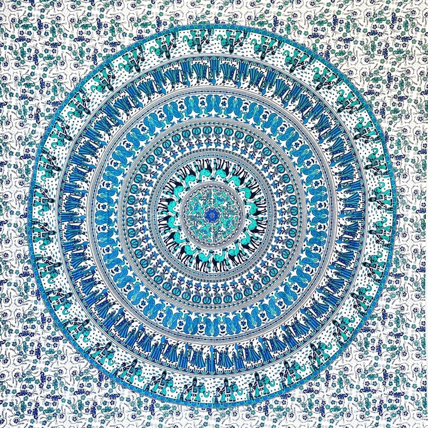 Tapiserie momomus mandala barevné bavlněné orientální vzory Home - Doplňky a dekorace Naty Shop Bílo-modrá 135L X 210B Cm