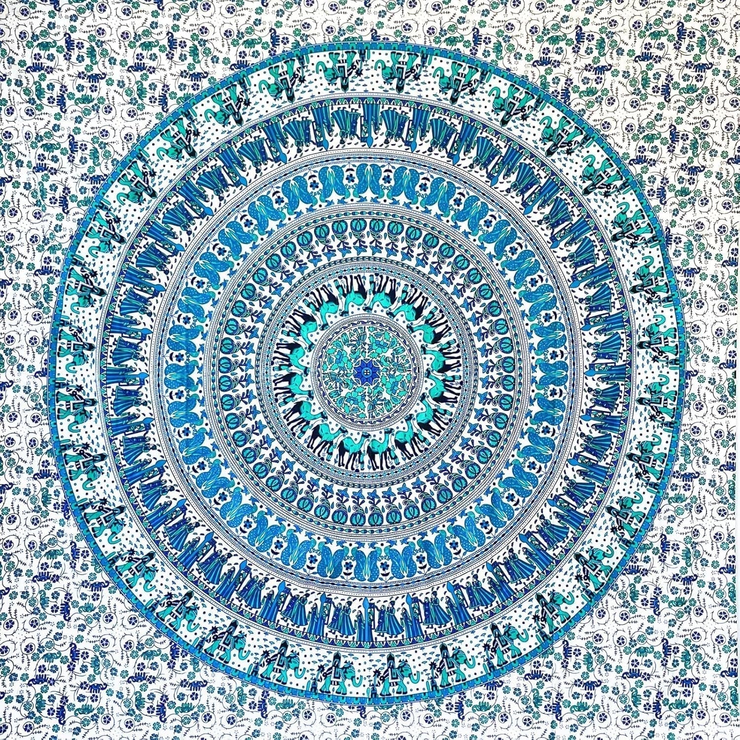 Tapiserie momomus mandala barevné bavlněné orientální vzory Home - Doplňky a dekorace Naty Shop Bílo-modrá 135L X 210B Cm