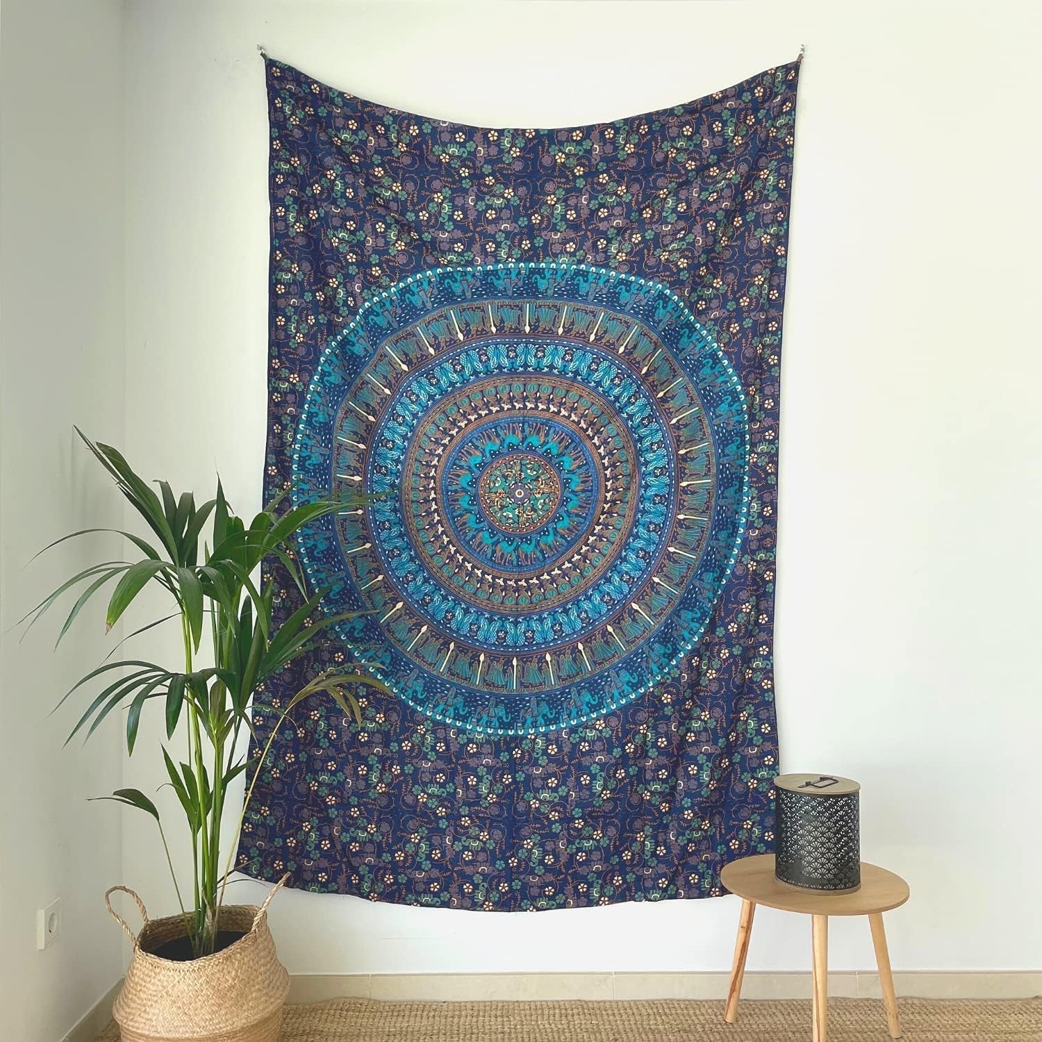 Tapiserie momomus mandala barevné bavlněné orientální vzory Domů - Doplňky a dekorace Naty Shop Modrá C 135L X 210B Cm