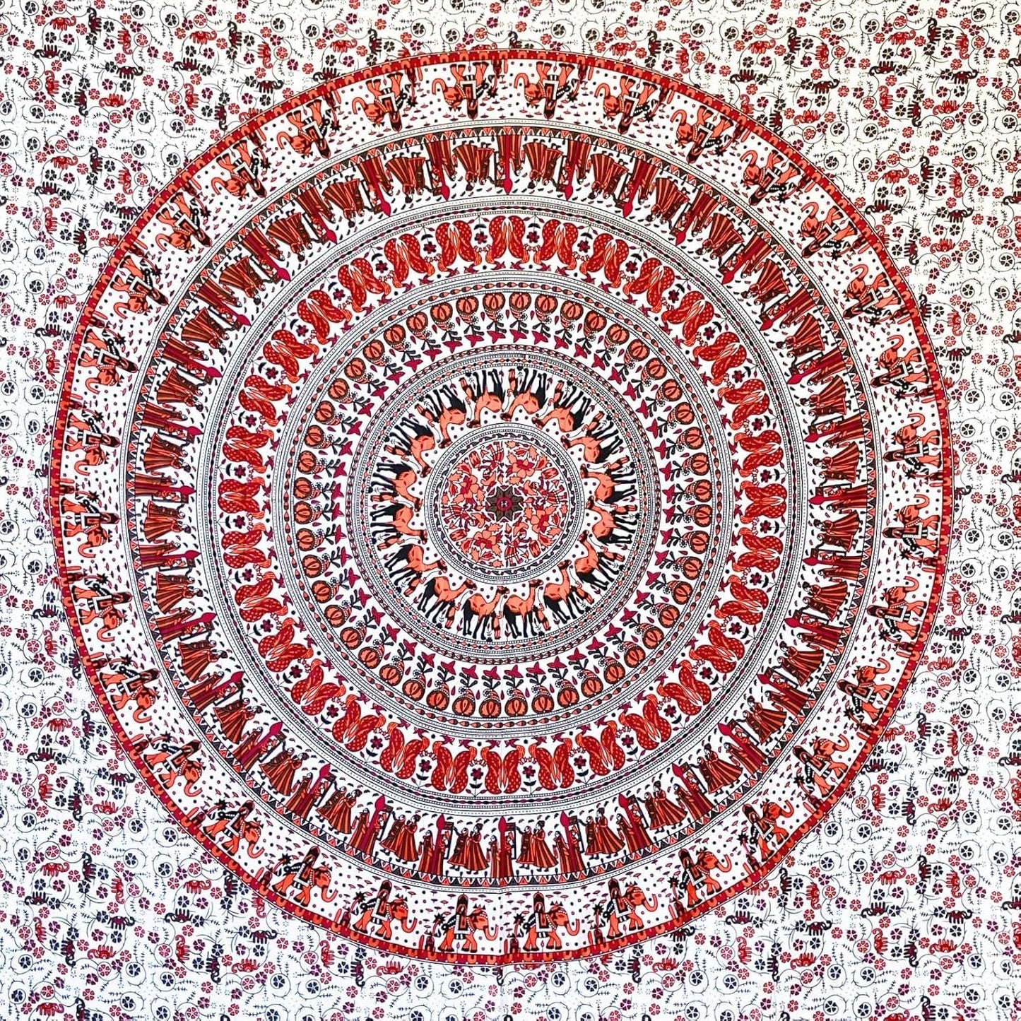 Tapiserie momomus mandala barevné bavlněné orientální vzory Home - Doplňky a dekorace Naty Shop Bílo-oranžová 210L X 230B Cm