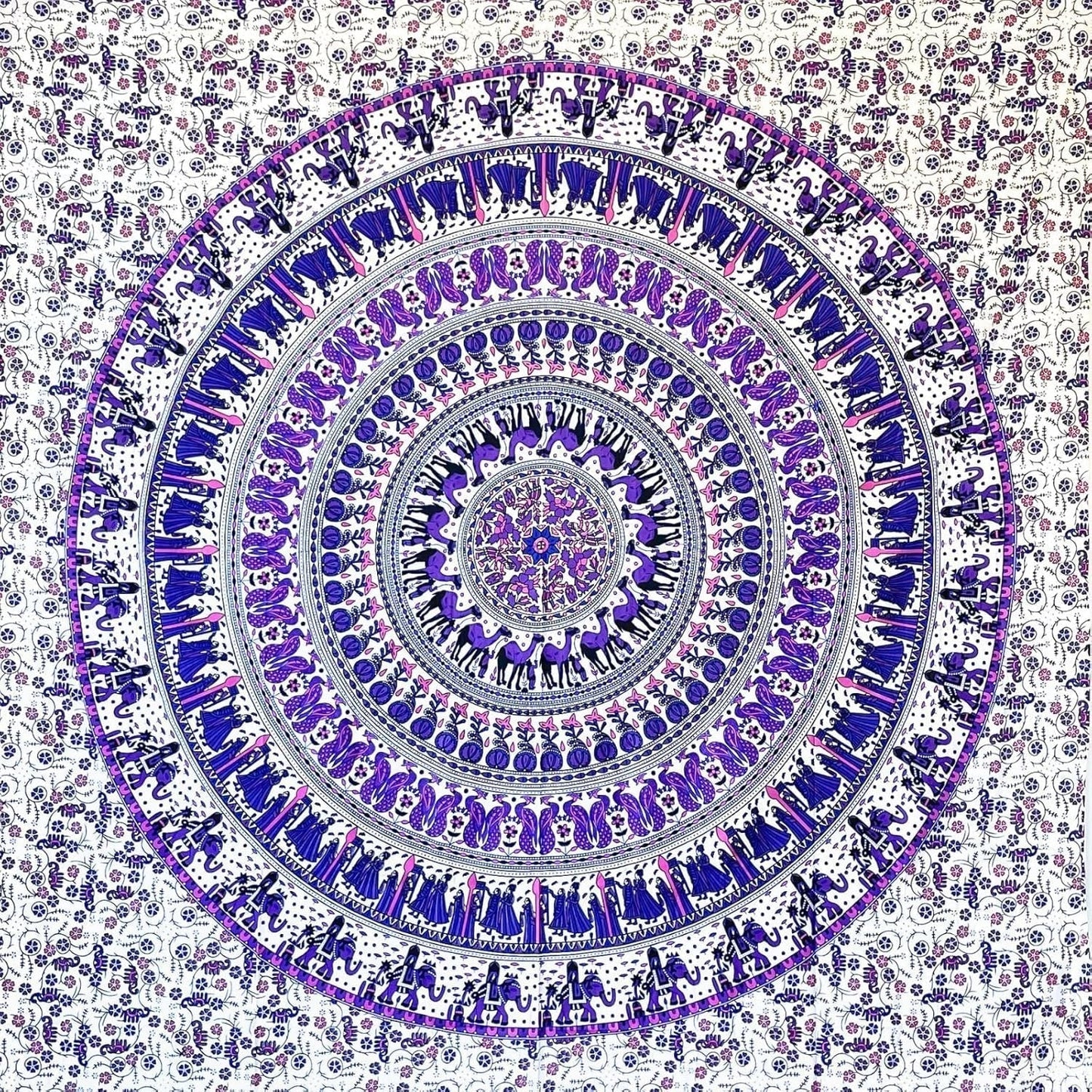Tapiserie momomus mandala barevné bavlněné orientální vzory Home - Doplňky a dekorace Naty Shop Bílo-lila 135L X 210B Cm