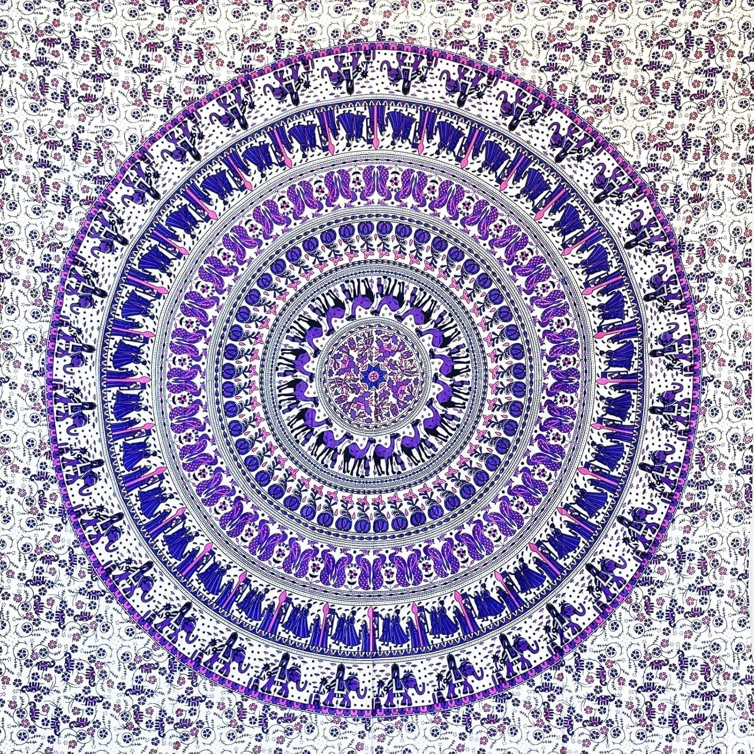 Tapiserie momomus mandala barevné bavlněné orientální vzory Home - Doplňky a dekorace Naty Shop Bílo-lila 135L X 210B Cm