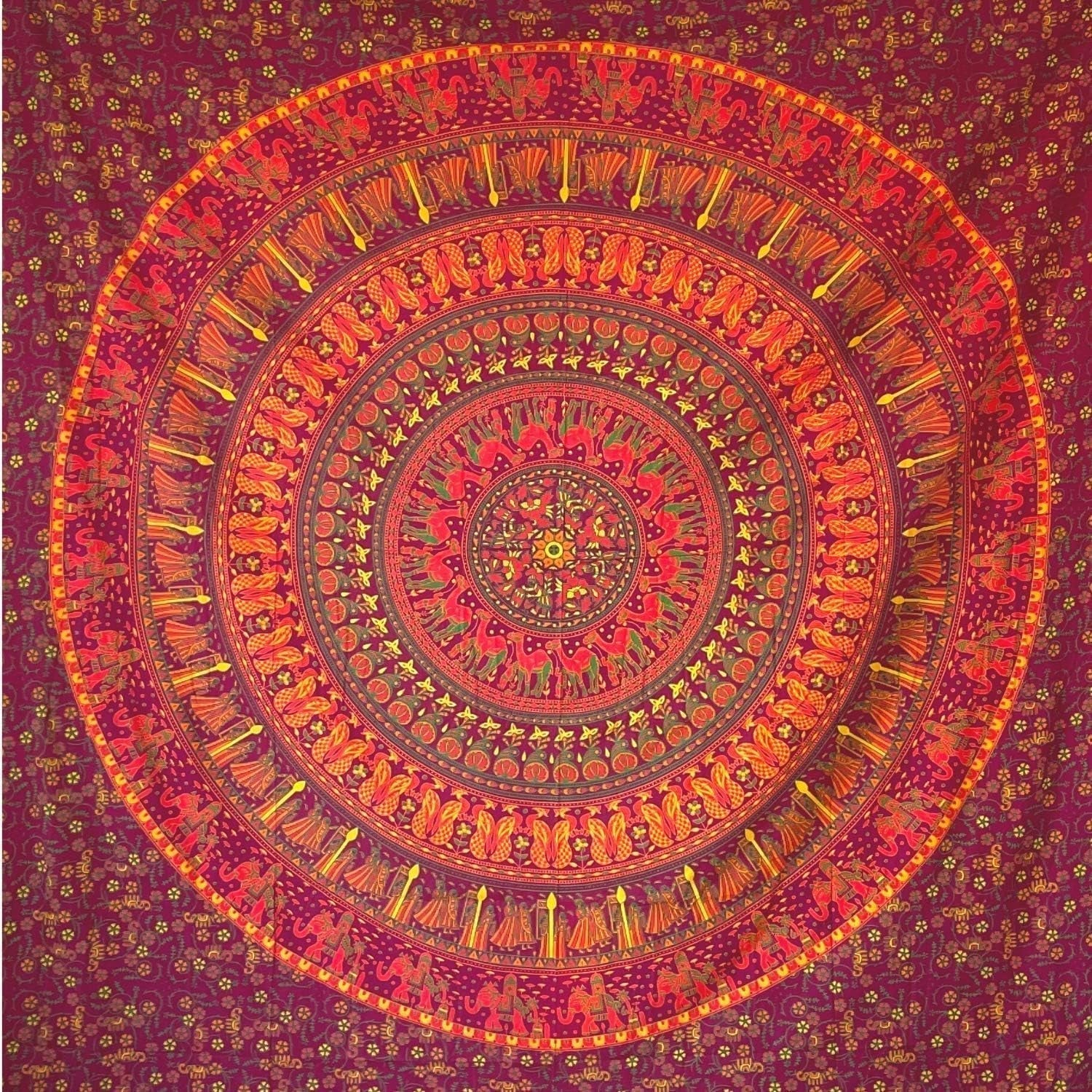 Tapiserie momomus mandala barevné bavlněné orientální vzory Home - Doplňky a dekorace Naty Shop Oranžová 210L X 230B Cm