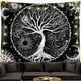Gobelín černobílý strom života gobelín měsíční fáze Domů - Doplňky a dekorace Naty Shop Strom života 200L X 150B Cm