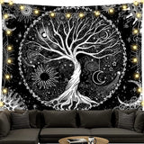Gobelín černobílý strom života gobelín měsíční fáze Domů - Doplňky a dekorace Naty Shop Strom života 150L X 130B Cm