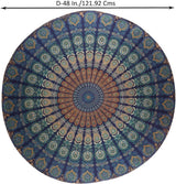 Kulatý gobelín paví mandala centimetry roundie hippie přední Home - Doplňky a dekorace Naty Shop