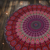 Kulatý gobelín paví mandala centimetry roundie hippie obličej Domů - Doplňky a dekorace Naty Shop Violet pink 183L X 183B Cm