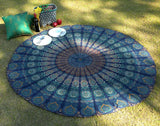 Kulatý gobelín paví mandala centimetry roundie hippie obličej Home - Doplňky a dekorace Naty Shop Modrá zelená 122L X 122B Cm
