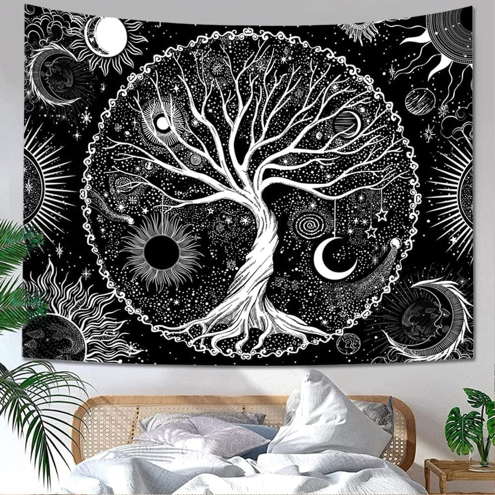 Tapiserie sequpr strom život slunce měsíc Domů - Doplňky a dekorace Naty Shop 150L X 129,5B Cm