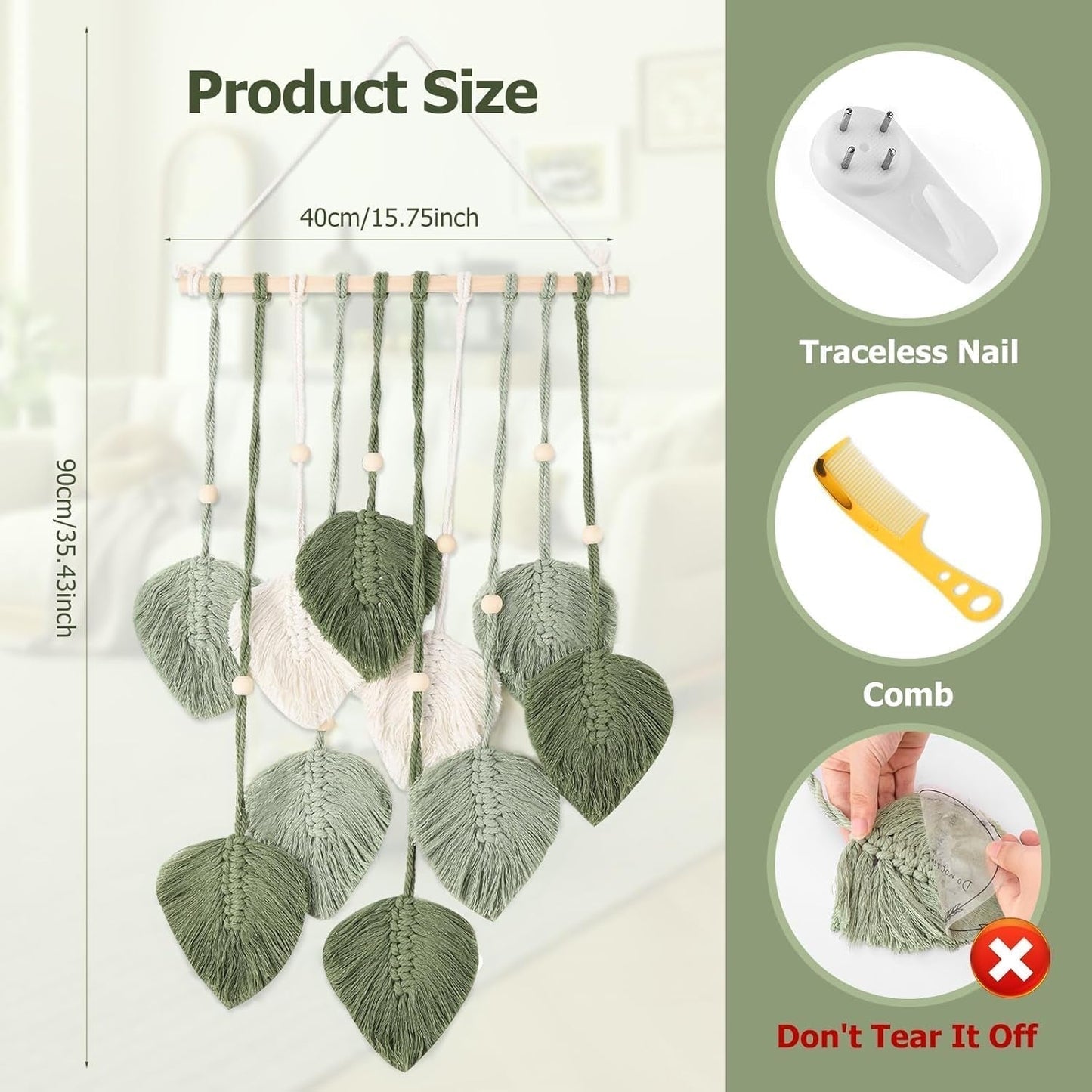 Okenní dekorace ve stylu gobelínů 40cm zelená Home - Doplňky a dekorace Naty Shop