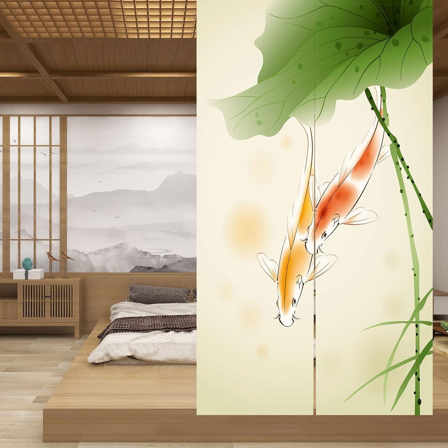 Tapiserie v japonském stylu, silné norenové prádlo, dlouhý lotosový dům - Doplňky a dekorace Naty Shop