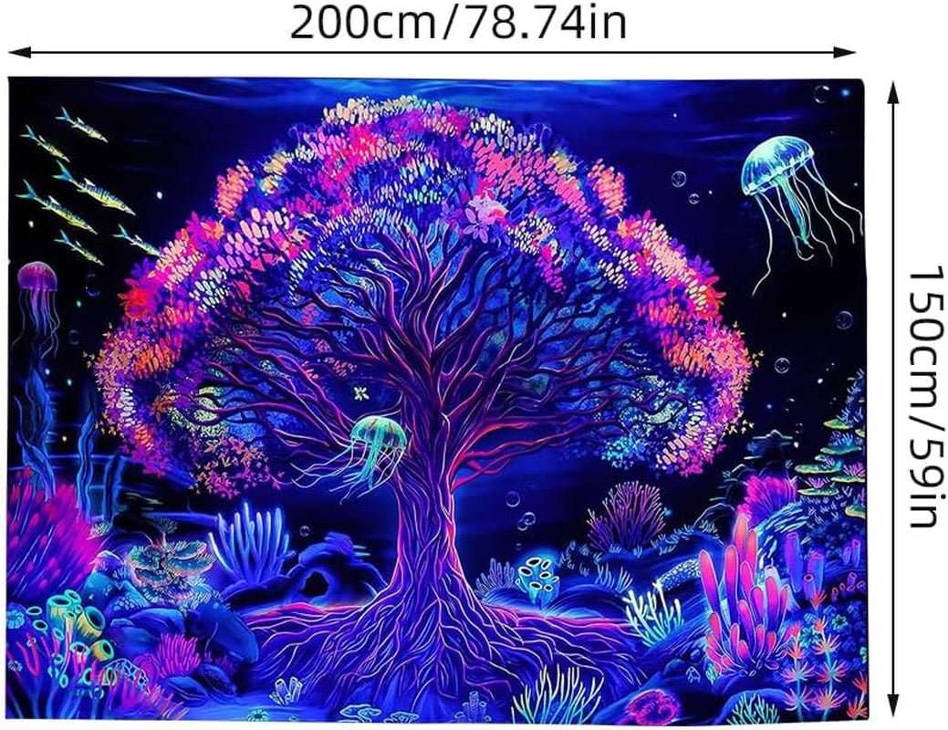 Tapiserie suaywo psychedelický fluorescenční strom life room Home - Doplňky a dekorace Naty Shop
