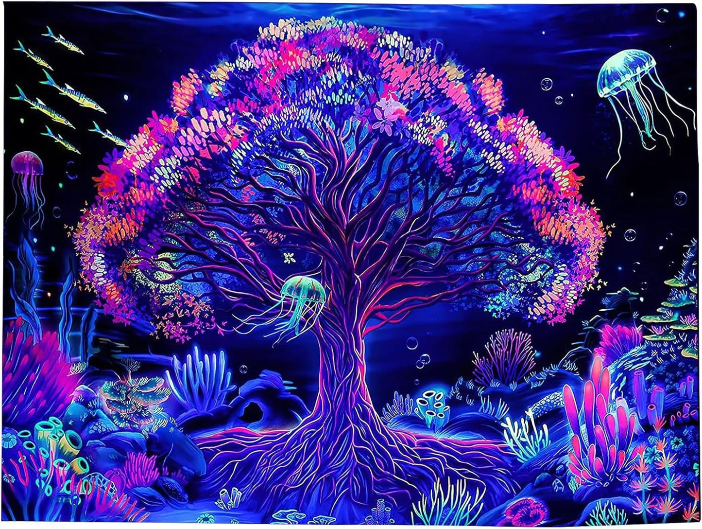 Tapiserie suaywo psychedelický fluorescenční strom života kamera Domů - Příslušenství a dekorace Naty Shop Výchozí název