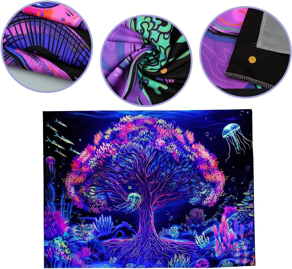 Tapiserie suaywo psychedelický fluorescenční strom life room Home - Doplňky a dekorace Naty Shop
