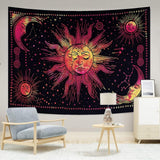Gobelín slunce měsíc hvězda duchovní astetická duha bavlna Home - Doplňky a dekorace Naty Shop Červená 210L X 140B Cm