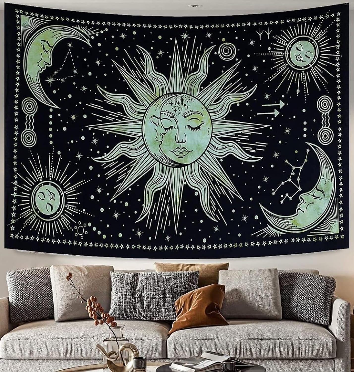 Gobelín slunce měsíc hvězda duchovní astetická duha bavlna Home - Doplňky a dekorace Naty Shop Greetings 210L X 140B Cm