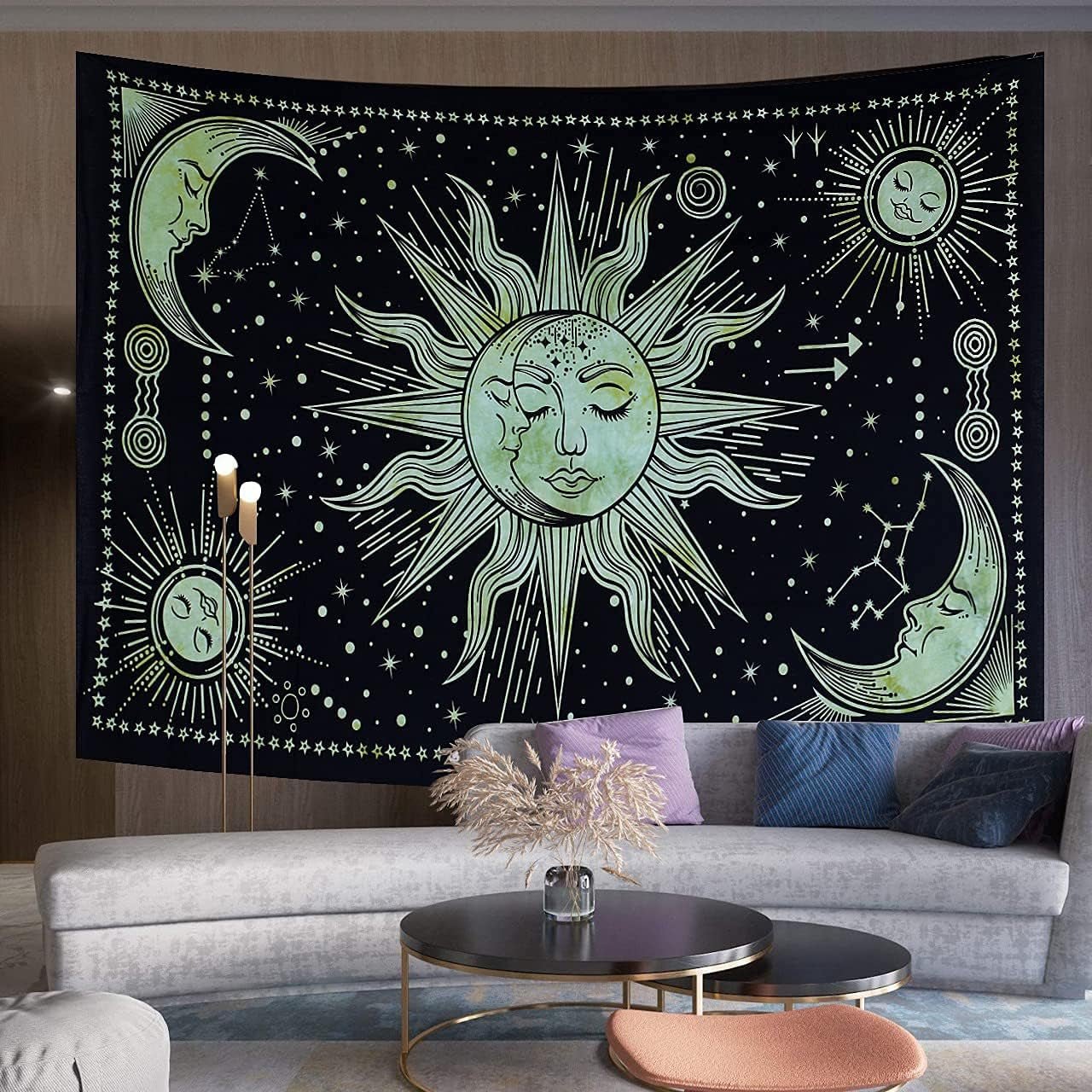 Gobelín slunce měsíc hvězda duchovní astetická duha bavlna Domů - Doplňky a dekorace Naty Shop Greetings 150L X 137B Cm