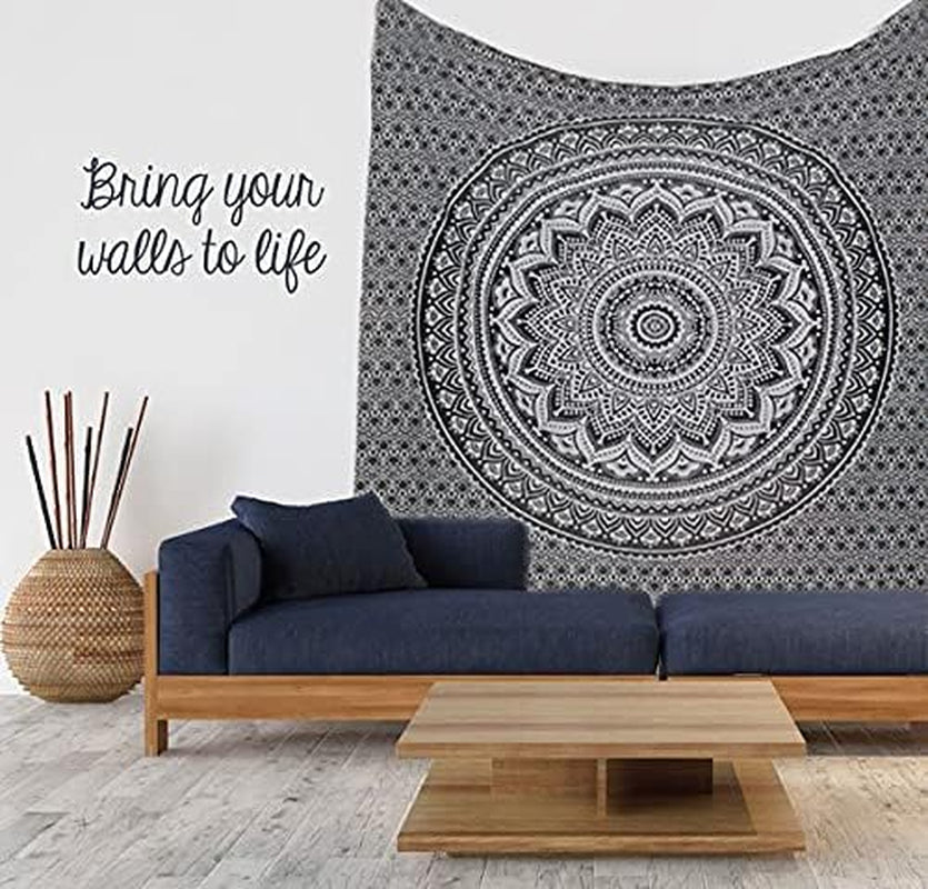 Tapiserie gobelín mandala šedá černá nástěnná látka Home - Doplňky a dekorace Naty Shop