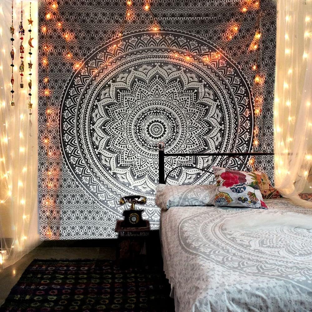 Tapiserie gobelín mandala šedá černá nástěnná látka Home - Doplňky a dekorace Naty Shop