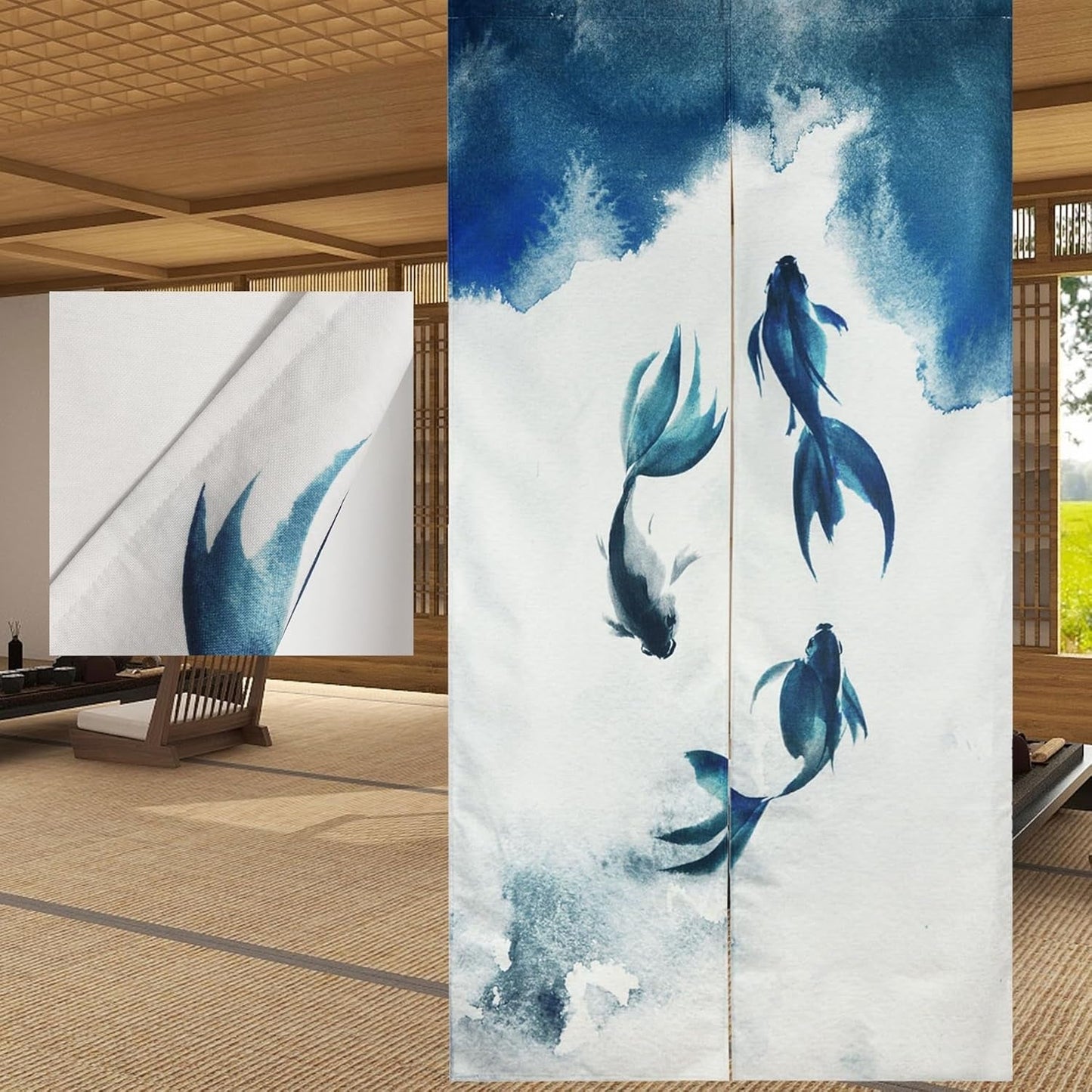 Tradiční gobelín čínský styl malba tlustým inkoustem noren Home - Doplňky a dekorace Naty Shop Oboustranný tisk 85 X 180 Cm