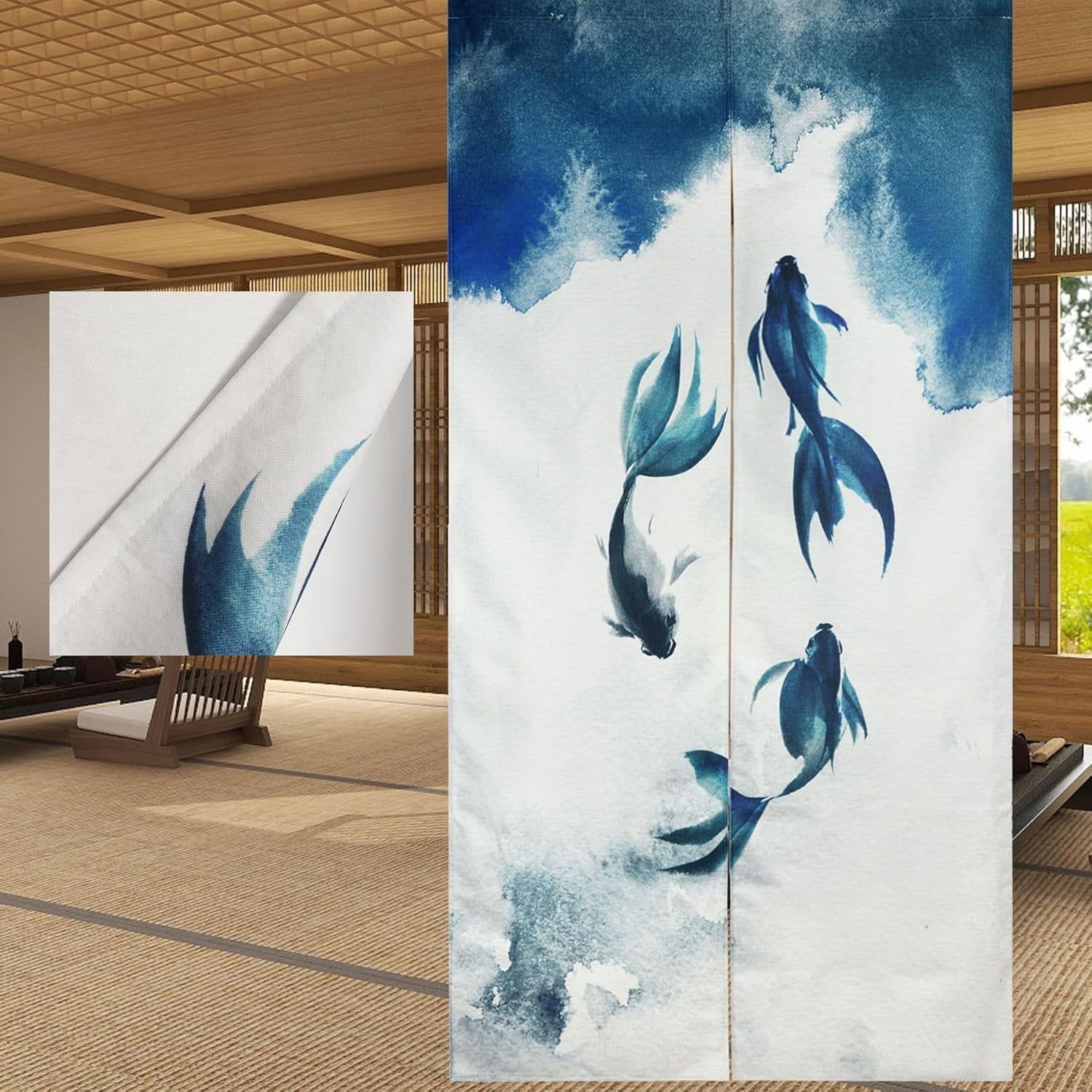 Tradiční gobelín čínský styl malba tlustým inkoustem noren Home - Doplňky a dekorace Naty Shop Oboustranný tisk 85 X 180 Cm