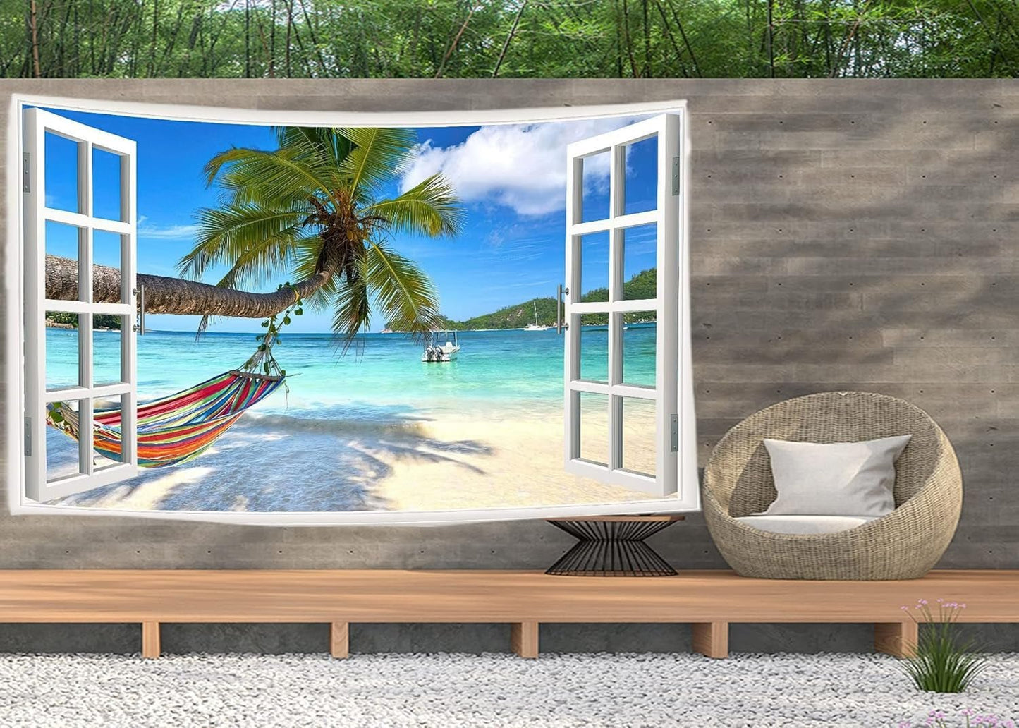 Tapiserie ulticool view beach mořská palmová houpací síť Home - Doplňky a dekorace Naty Shop