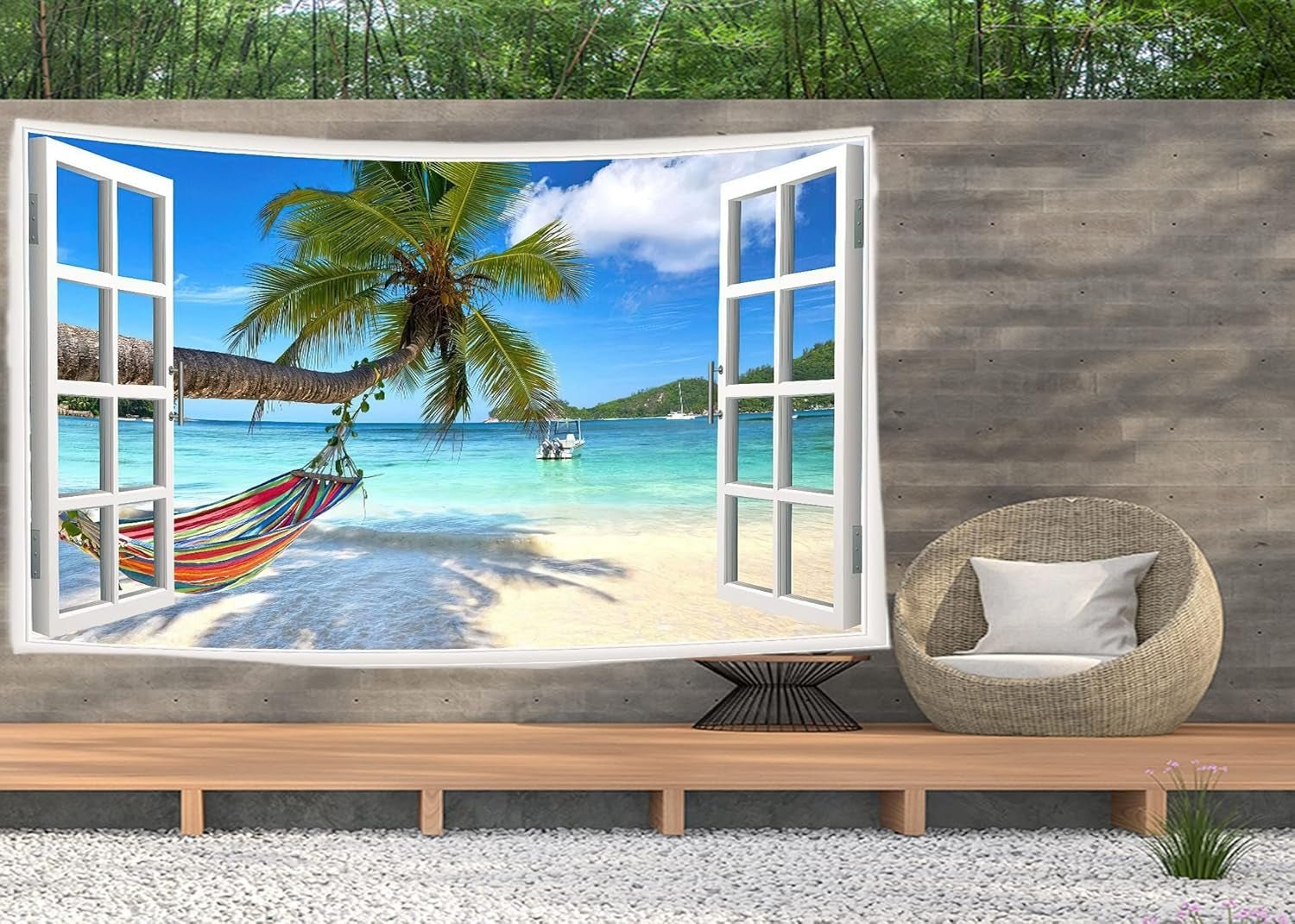 Tapiserie ulticool view beach mořská palmová houpací síť Home - Doplňky a dekorace Naty Shop