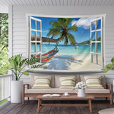 Tapiserie ulticool view beach mořská palmová houpací síť Home - Doplňky a dekorace Naty Shop
