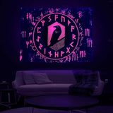 Viking gobelín blacklight reaktivní červené meditační runy odins Home - Doplňky a dekorace Naty Shop