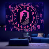 Viking gobelín blacklight reaktivní červené meditační runy odins Home - Doplňky a dekorace Naty Shop Červené runy V 200L X 150B Cm