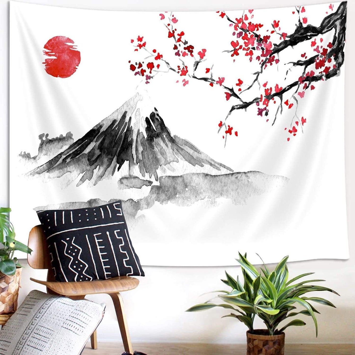 Tapisérie Yisumei estetické měsíční květiny černá velikost Domů - Doplňky a dekorace Naty Shop Červená 150L X 130B Cm