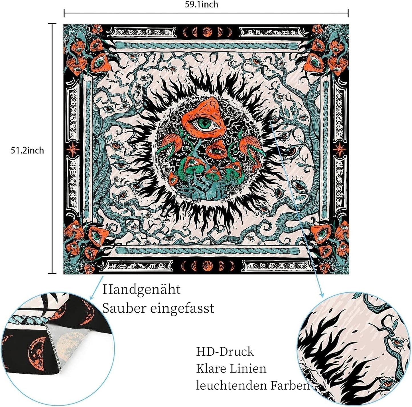 Gobelín yrendenge houby opálení plátno hippie oči Domů - Doplňky a dekorace Naty Shop