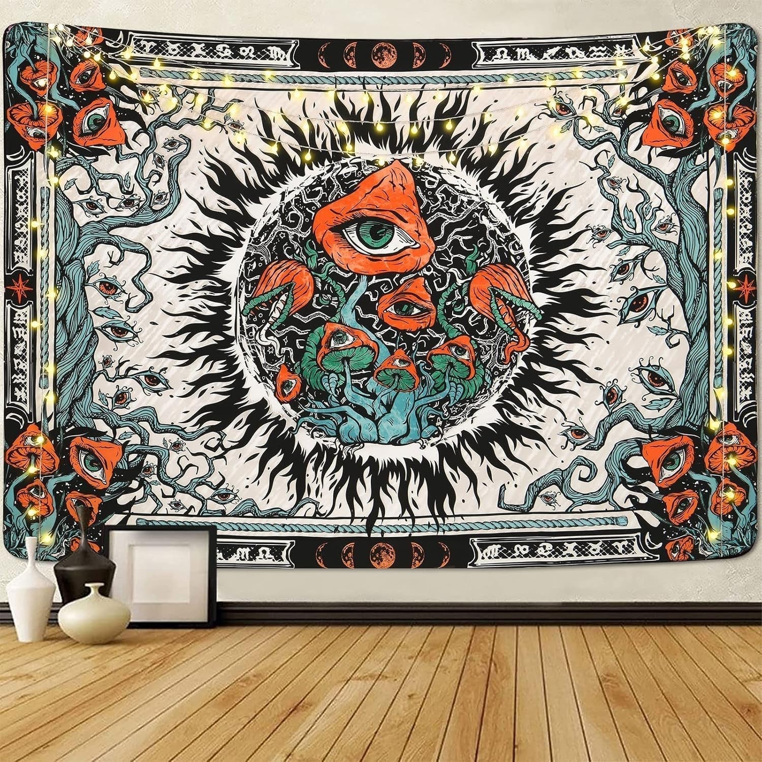 Gobelín yrendenge houby opálení plátno hippie oči Domů - Doplňky a dekorace Naty Shop Multi 150X130Cm