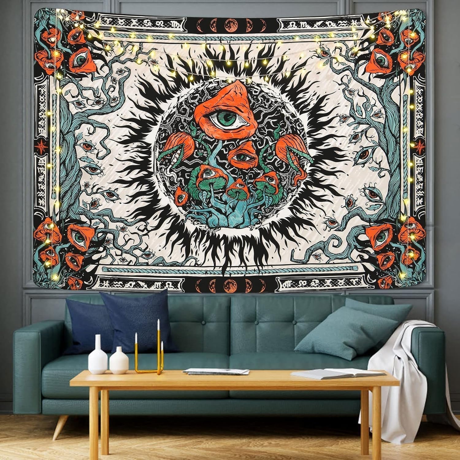 Gobelín yrendenge houby opálení plátno hippie oči Domů - Doplňky a dekorace Naty Shop