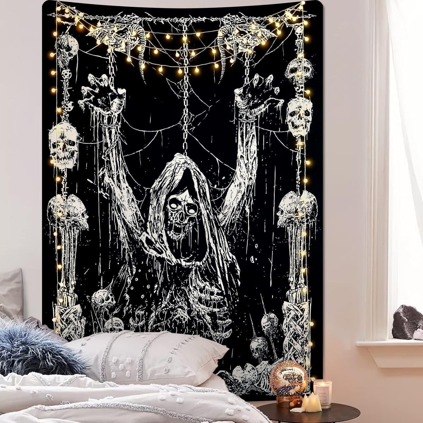 Tapiserie yrendenge lidská lebka černá bílá Home - Doplňky a dekorace Naty Shop