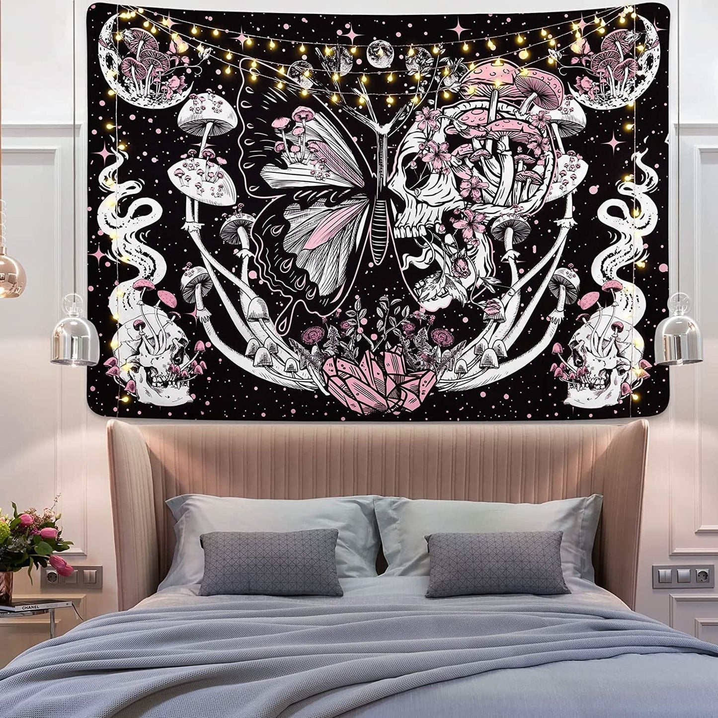Gobelín yrendenge motýli kostra houby dům hvězdy měsíc Casa - doplňky a dekorace Naty Shop