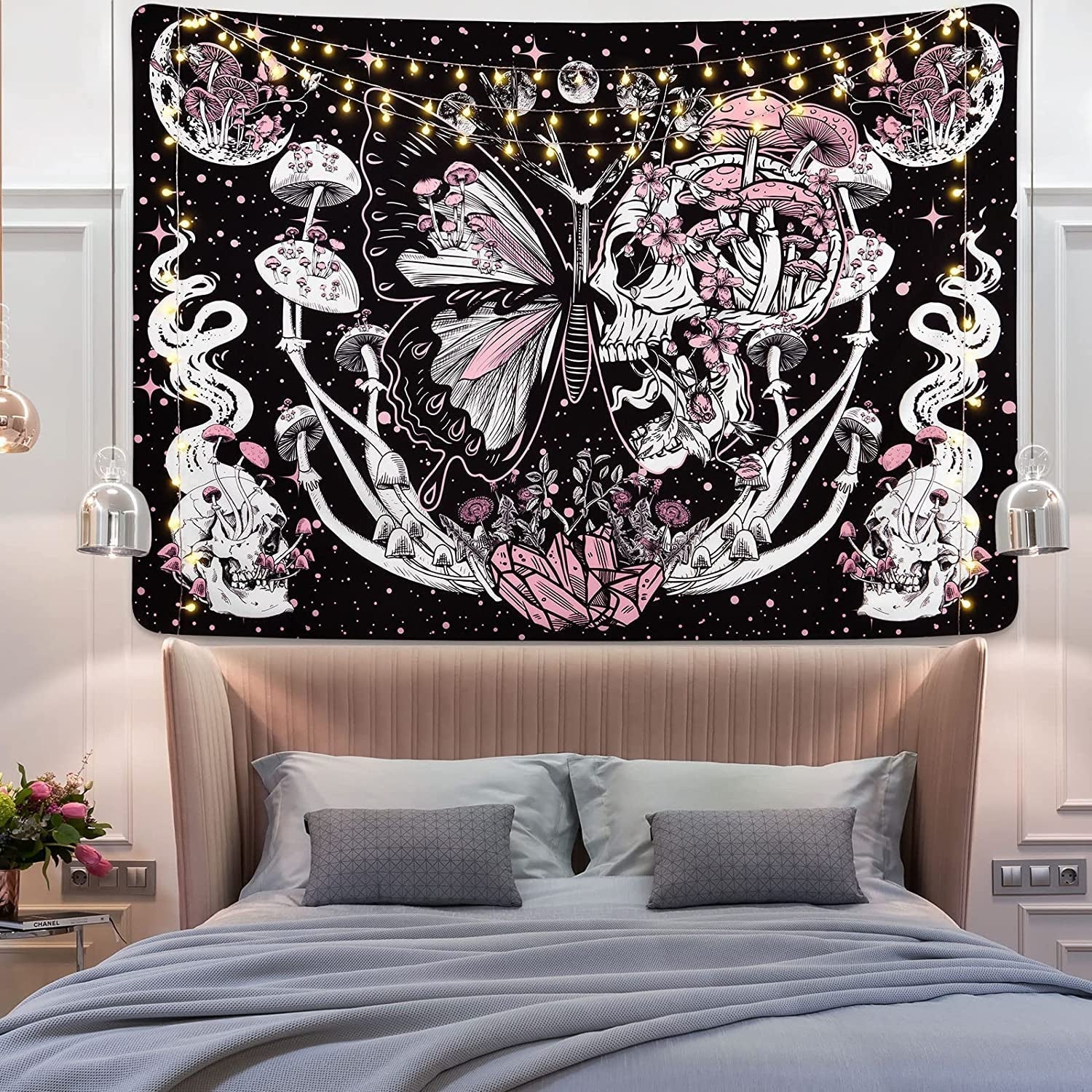 Gobelín yrendenge motýli kostra houby dům hvězdy měsíc Casa - doplňky a dekorace Naty Shop