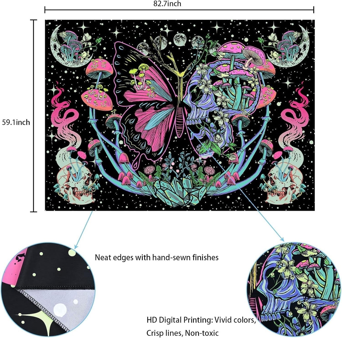 Yrendenge gobelín fluorescenční gobelín motýlí fáze Home - Doplňky a dekorace Naty Shop