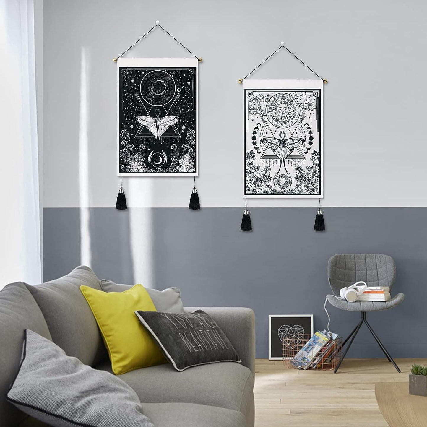Tapisérie Yugarlibi 2ks malé tapisérie visící měsíc a slunce Home - Doplňky a dekorace Naty Shop