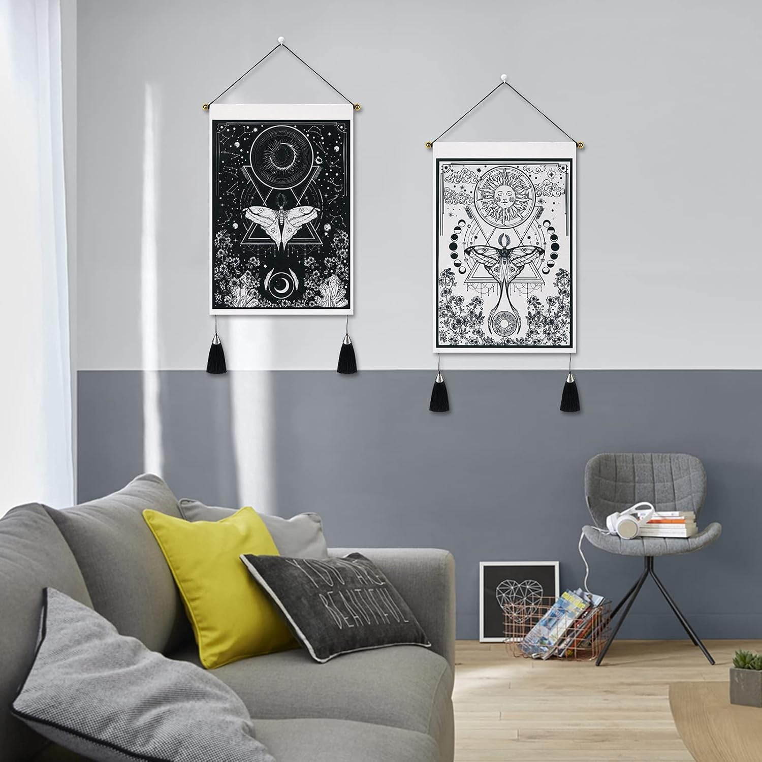 Tapisérie Yugarlibi 2ks malé tapisérie visící měsíc a slunce Home - Doplňky a dekorace Naty Shop