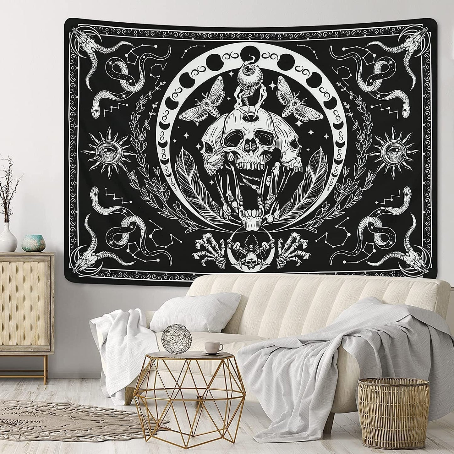 Tapiserie yugarlibi kostra černý had můra estetické plátno Home - Doplňky a dekorace Naty Shop