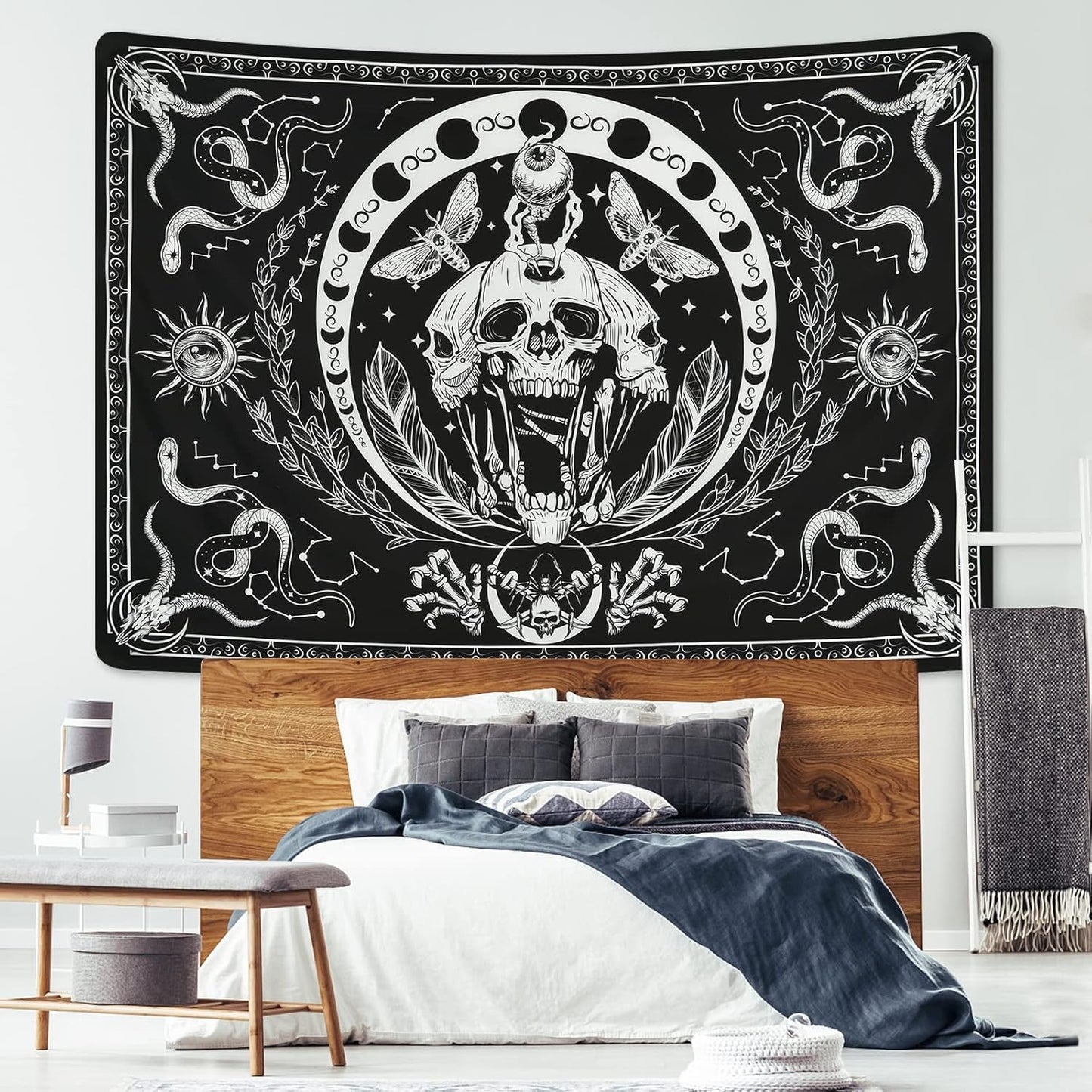 Tapiserie yugarlibi kostra černý had můra estetické plátno Home - Doplňky a dekorace Naty Shop