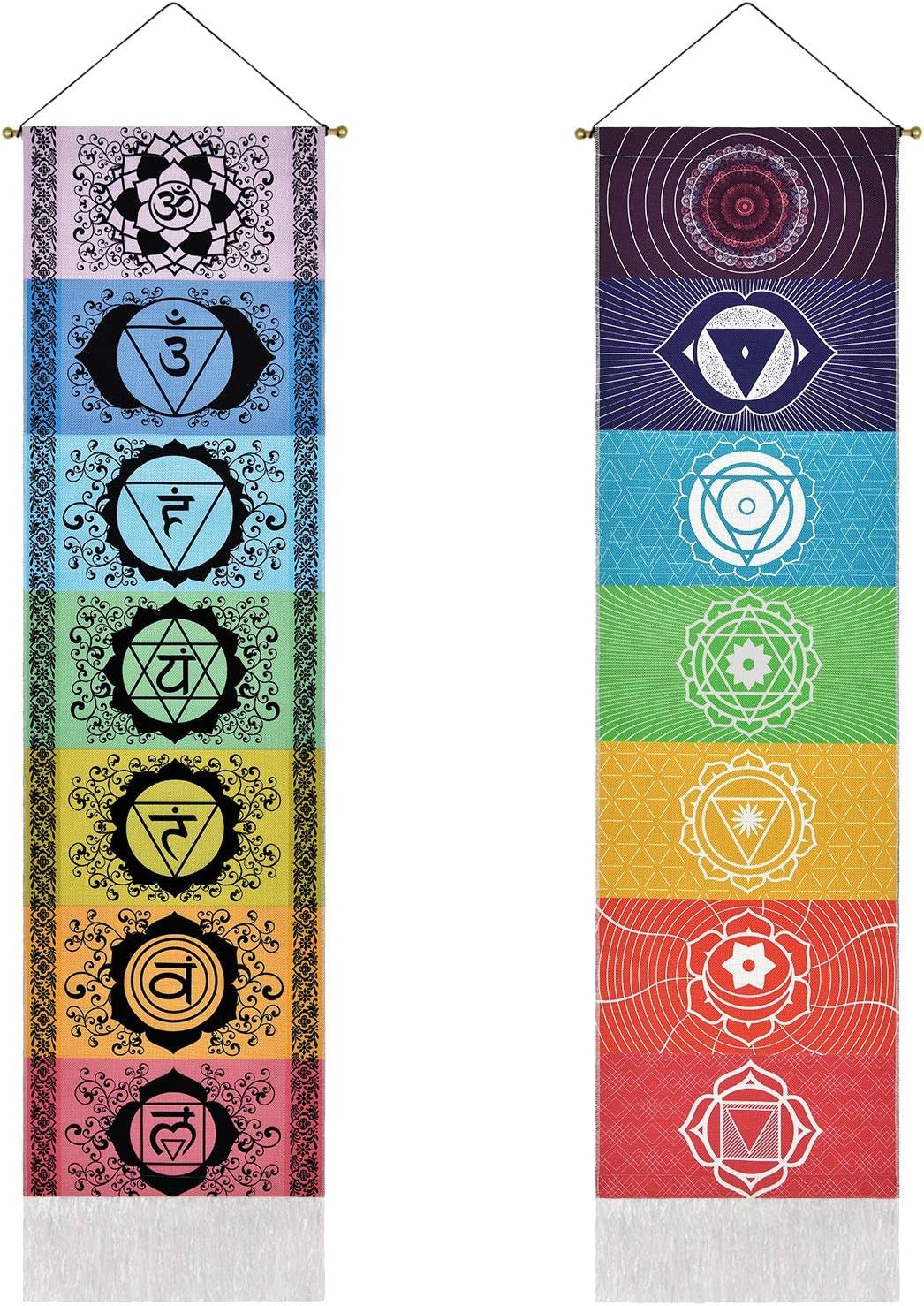 yugarlibi gobelín sada čakrových přívěsků meditace jóga trippy Home - Doplňky a dekorace Naty Shop Čakra bílá a černá 130X32,5Cm