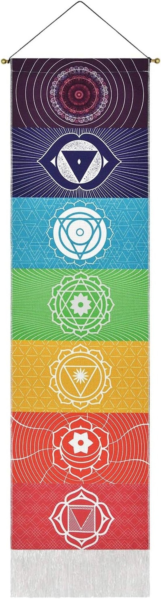 yugarlibi gobelín sada čakrových přívěsků meditace jóga trippy Home - Doplňky a dekorace Naty Shop Chakra bílá 130L X 32,5B Cm