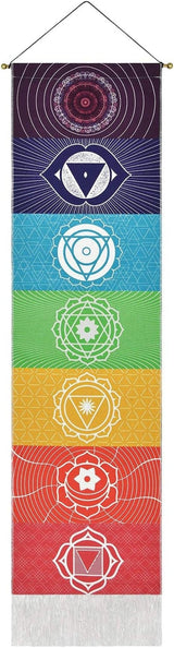 yugarlibi gobelín sada čakrových přívěsků meditace jóga trippy Home - Doplňky a dekorace Naty Shop Chakra bílá 130L X 32,5B Cm