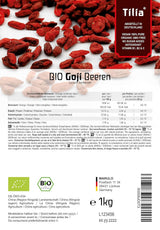 Tilia BIO Goji bobule 1 kg Dehydrované produkty Naty Shop