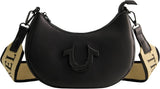 Dámská kabelka přes rameno True Religion, kabelka Crescent Hobo s nastavitelným odnímatelným popruhem a logem podkovy Dámské tašky Naty Shop Černá