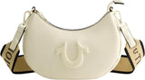 Dámská kabelka přes rameno True Religion, kabelka Crescent Hobo s nastavitelným odnímatelným popruhem a logem podkovy Dámské tašky Naty Shop Ivory