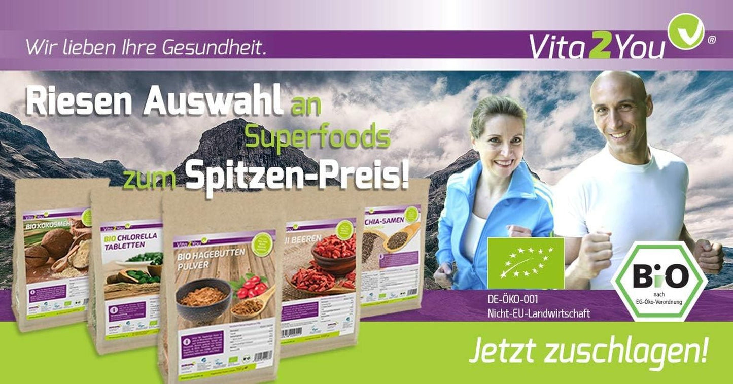 Vita2You Goji bobule 1kg - vlčí bobule - sušené na slunci - nesířené a bez přísad - 1000g - sáček na zip - prémiová kvalita Dehydrované produkty Naty Shop