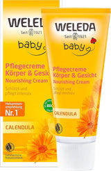 WELEDA Organic Baby Calendula Care Cream Body & Face 30ml - Pleťový krém / pleťový krém pro přírodní kosmetiku se sezamovým olejem a lanolinem pro péči o suchou pokožku. Hydratační pečující krém pro kojence a děti Děti - péče do koupele a pokožky Naty Shop 75 ml (1 balení)